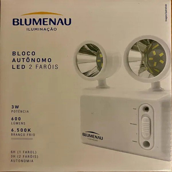 Luminária Auxiliar De Emergência 2 Faróis Led 600lm 3w Blumenau Leroy