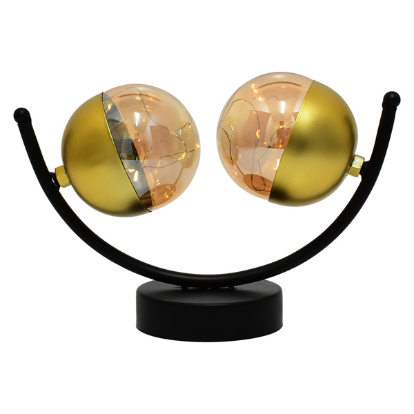 Luminaria Ball Led Preto E Dourado A Pilhas