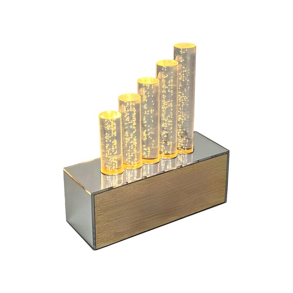 Luminária Blend Led 110v Decorativa De Mesa Prata Em Madeira