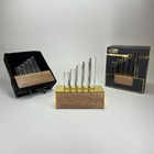 Luminária Blend Led 220v Decorativa De Mesa Dourada Em Madeir