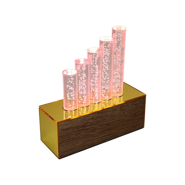 Luminária Blend Led 220v Decorativa De Mesa Dourada Em Madeir