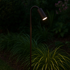 Luminária Chão Balizador Espeto Jardim Curvo Marrom 80cm