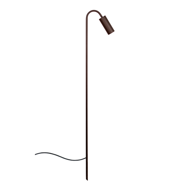 Luminária Chão Balizador Espeto Jardim Curvo Marrom 80cm