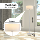 Luminária Chão Cúpula Redonda Branca