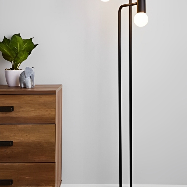 Luminária Chão Slim Metálica Moderna Sofisticada 2 Hastes Cur