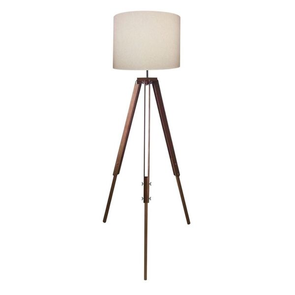 Luminaria Chao Tripe Madeira Md-2018 Cúpula Em Tecido 40x30cm