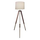 Luminaria Chao Tripe Madeira Md-2018 Cúpula Em Tecido 40x30cm