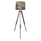 Luminaria Chao Tripe Madeira Md-2018 Cúpula Em Tecido 40x30cm