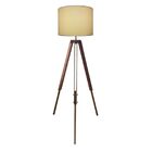 Luminaria Chao Tripe Madeira Md-2018 Cúpula Em Tecido 40x30cm