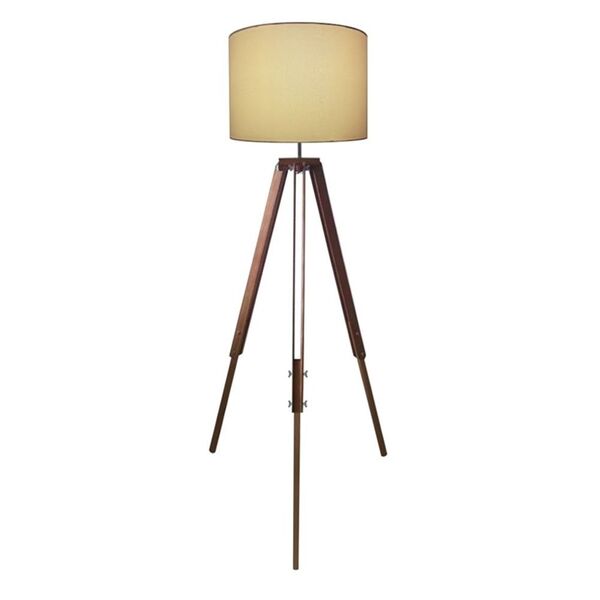 Luminaria Chao Tripe Madeira Md-2018 Cúpula Em Tecido 40x30cm