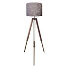 Luminaria Chao Tripe Madeira Md-2018 Cúpula Em Tecido 40x30cm