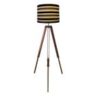 Luminaria Chao Tripe Madeira Md-2018 Cupula Tecido 40x30 List