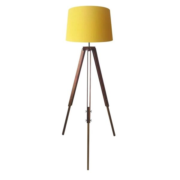 Luminaria Chao Tripe Madeira Md-2027 Cúpula Em Tecido 30/40x4