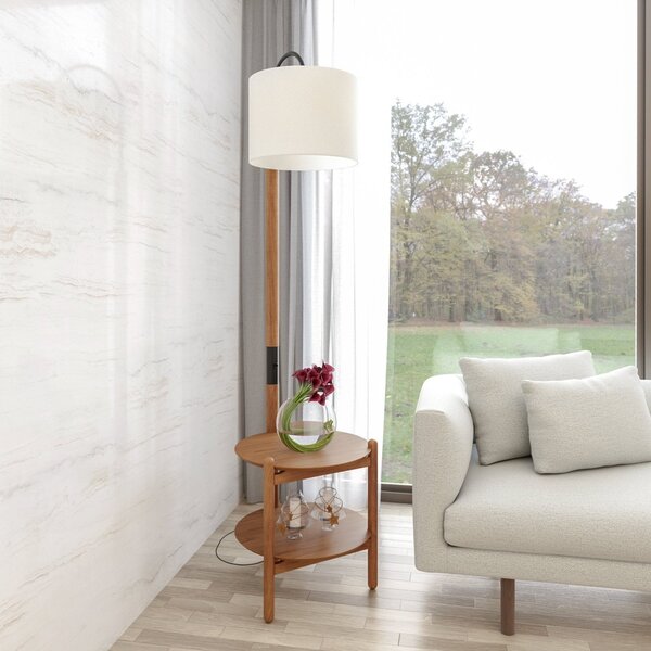 Luminária Com Mesa Auxiliar Decorativa Agatha Champagne