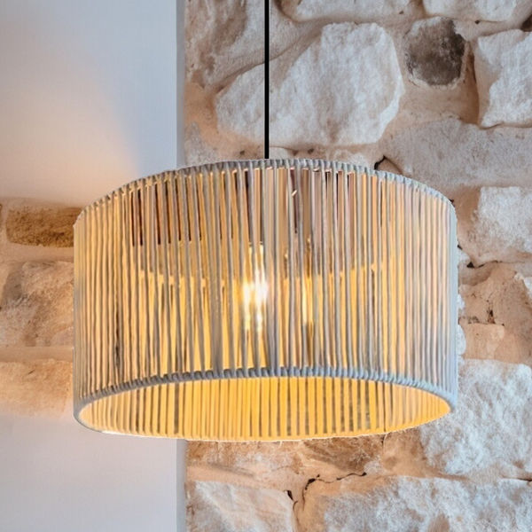 Luminária Corda Nautica 50cm Lustre Redondo Pendente Com Fio