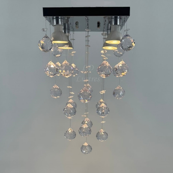 Luminária Cristal Acrílico Alto Brilho Para Sala Base Inox