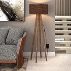 Luminaria De Chão Abajur Quatro Pés Madeira Retrô Luxo  Cúpul