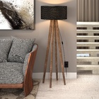 Luminaria De Chão Abajur Quatro Pés Madeira Retrô Luxo  Cúpul