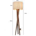 Luminaria De Chão Abajur Tripe Madeira Retrô Luxo Cúpula Palha