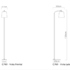 Luminaria de Chão Brida Base Retangular em Latão Golden Art