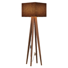 Luminária De Chão Cúpula Quadrada Pés De Madeira Luxo Marrom