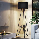 Luminaria De Chão Estilo Industrial Com Prateleira Nos Pés