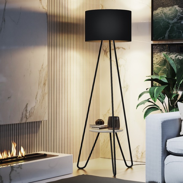 Luminária De Chão Industrial Abajur Real Tripé Design Retrô B