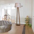 Luminária De Chão Join 170cm Madeira Castanho Cúpula Branca