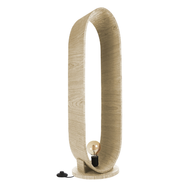 Luminária De Chão Madeira Oval Slim -  Lâmpada E27 Marfim