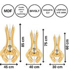 Luminária De Chão Mdf Holambra Mdf Cru Kit Com 3 - 85x45cm, 7