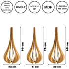Luminária De Chão Mdf Ibiza Marrom Kit Com 3 - 90x28cm, 75x23