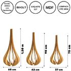 Luminária De Chão Mdf Ibiza Preto Kit Com 3 - 120x60cm, 90x42