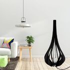 Luminária De Chão Mdf Ibiza Preto Kit Com 3 - 90x28cm, 75x23c