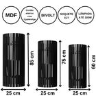 Luminária De Chão Mdf Torre De Pisa Preto Kit Com 3 - 85x25cm