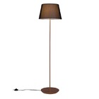Luminária De Chão Metal Base Madeira Cupula Preta Slim 3042