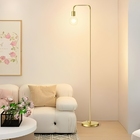 Luminária De Chão Moderna Coluna Slim Metálica Cúpula Curva P