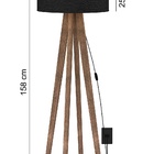 Luminaria De Chão Para Sala 1,58m  Luxo Cúpula Preto