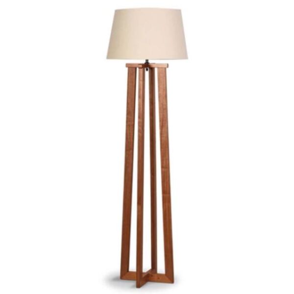 Luminária De Chão Piso Classic Madeira Imbuia Cúpula Cru