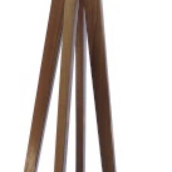 Luminária De Chão Piso Wood-4 Madeira Natural Cúpula Branca