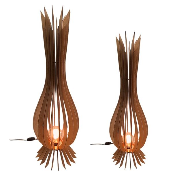 Luminária De Chão Santa Maria Mdf Luminária - Marrom Kit Com