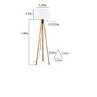 Luminária De Chão Tripé 178cm Madeira Castanho Cúpula Branca