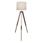 Luminária De Chão Tripé Base Madeira Vivare Md-2018 Cúpula Em