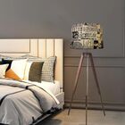 Luminária De Chão Tripé Base Madeira Vivare Md-2027 Cúpula Em