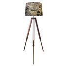 Luminária De Chão Tripé Base Madeira Vivare Md-2027 Cúpula Em