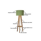 Luminária De Chão Tripé Celta Com Cúpula Abajur Verde/nature