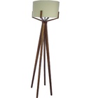 Luminária De Chão Wood-4 Madeira Imbuia Cúpula Cru