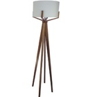 Luminária De Chão Wood-4 Madeira Natural Cúpula Branca