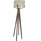 Luminária De Chão Wood-4 Madeira Natural Cúpula Cru