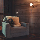 Luminária De Coluna Abajur Piso Chão Globo - Koma - Preto