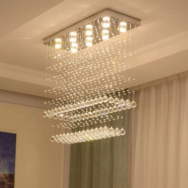 Luminária De Cristal Para Escritório/ Hotel De Luxo Com 60cm